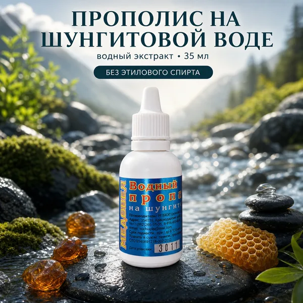 Водный экстракт прополиса на шунгитовой воде, 35 мл