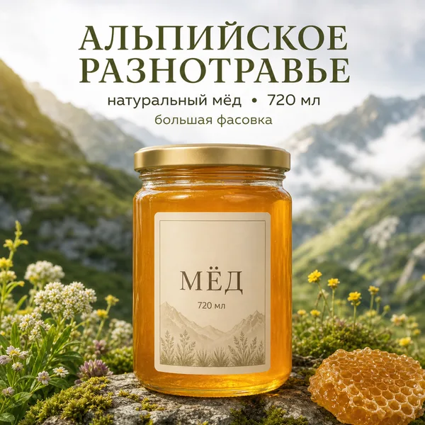 Мёд натуральный «Альпийское разнотравье», 1000 г