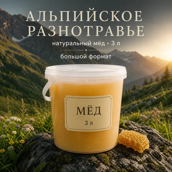 Мёд натуральный «Альпийское разнотравье», 3 л