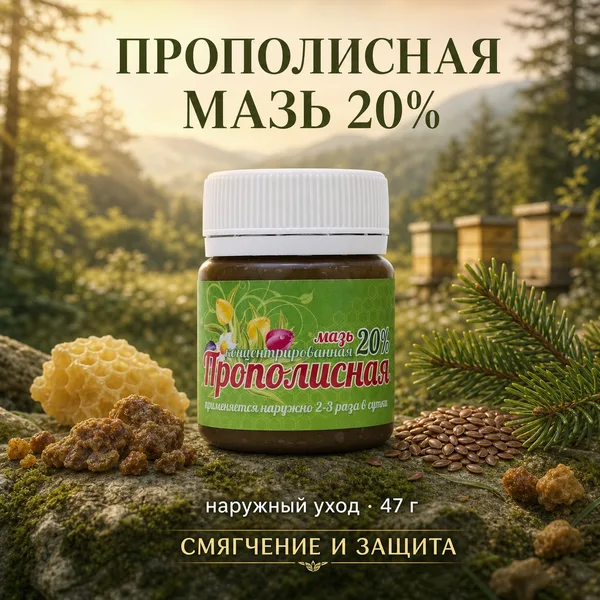 Мазь прополисная 20% для наружного ухода, 47 г