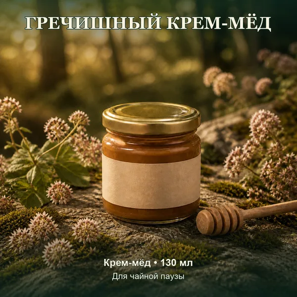 Натуральный гречишный крем-мёд, 130 мл