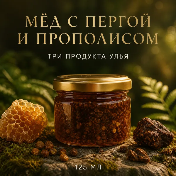 Мёд с пергой и прополисом, 150 г