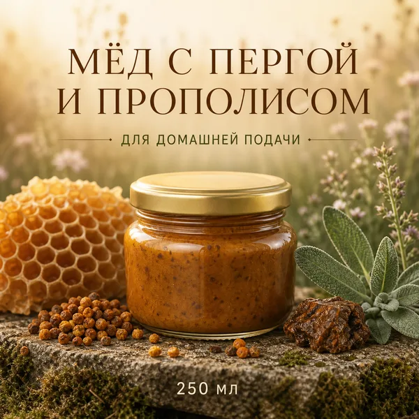 Мёд с пергой и прополисом, 350 г