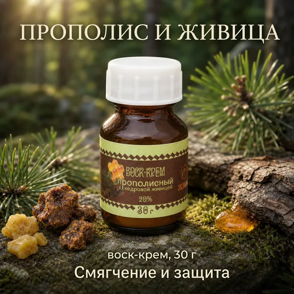 Воск-крем «Жива» с прополисом 20% и кедровой живицей 5%, 30 г