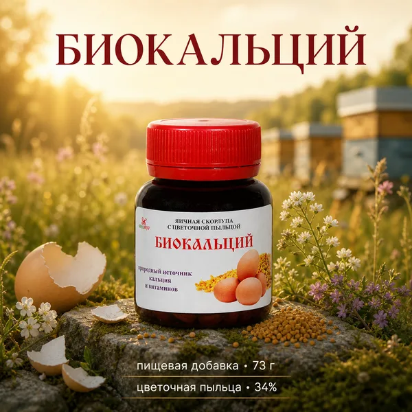 Биокальций МелМур: яичная скорлупа с цветочной пыльцой, 73 г