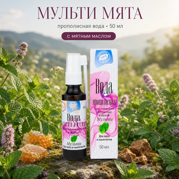 Прополисная вода «Мульти» Жива с мятным маслом, 50 мл