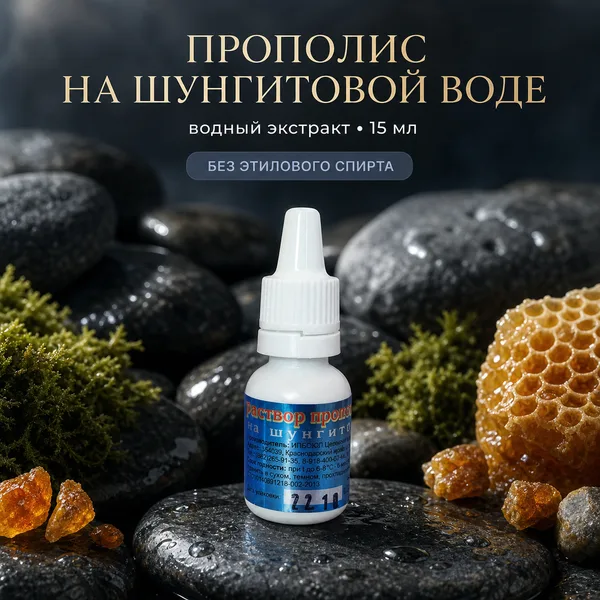 Водный экстракт прополиса на шунгитовой воде, 15 мл