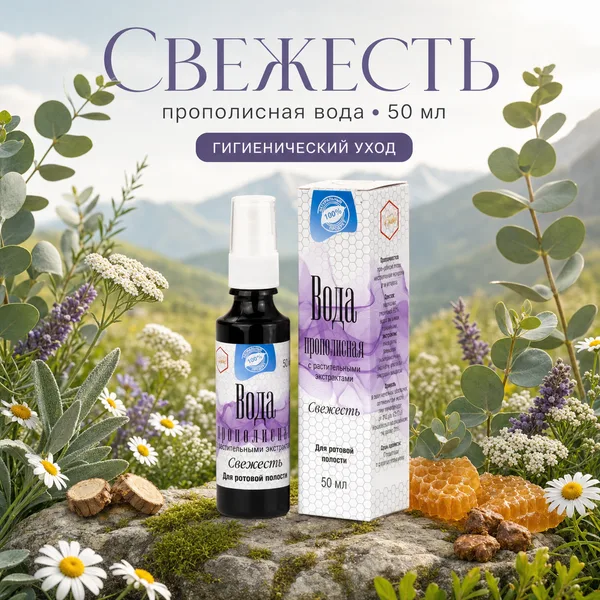 Прополисная вода «Свежесть» Жива для полости рта, 50 мл