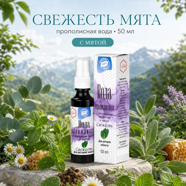 Прополисная вода «Свежесть Мята» Жива, 50 мл