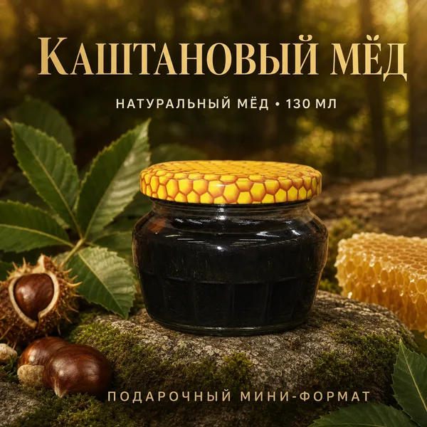 Мёд каштановый натуральный, 130 мл