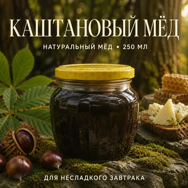 Мёд каштановый натуральный, 350 г