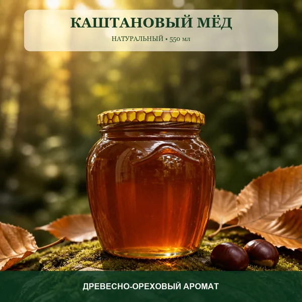 Мёд каштановый натуральный, 700 г