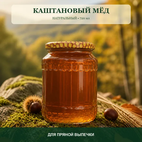 Мёд каштановый натуральный, 1000 г