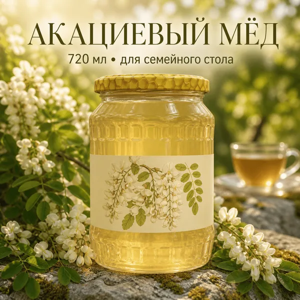 Мёд акациевый натуральный, 1000 г