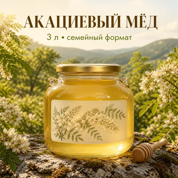 Мёд акациевый натуральный, 3 л