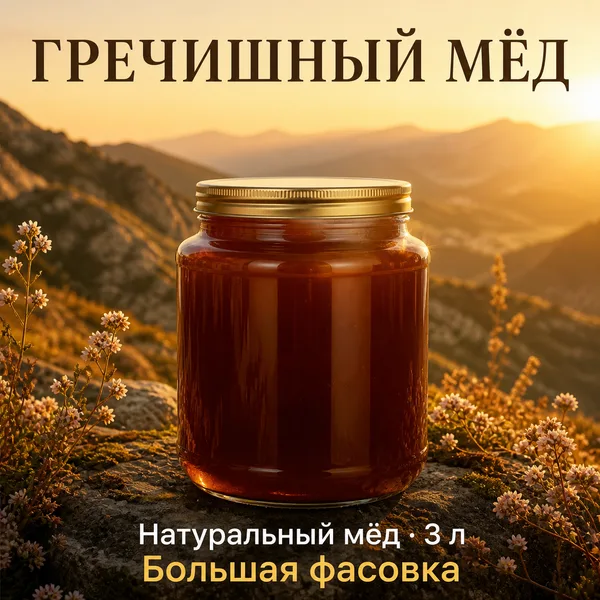 Мёд гречишный натуральный, 3 л