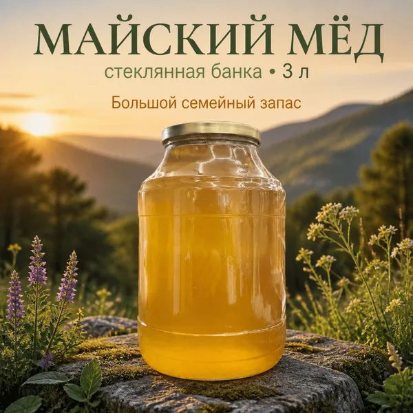 Мёд натуральный «Майский», банка 3 л