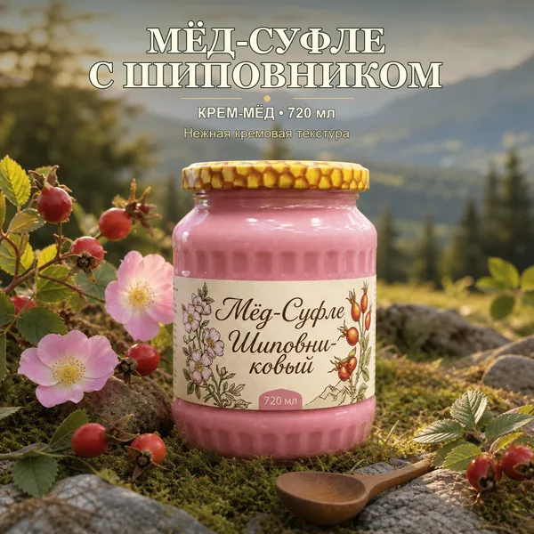 Мёд-суфле с шиповником, 950 г