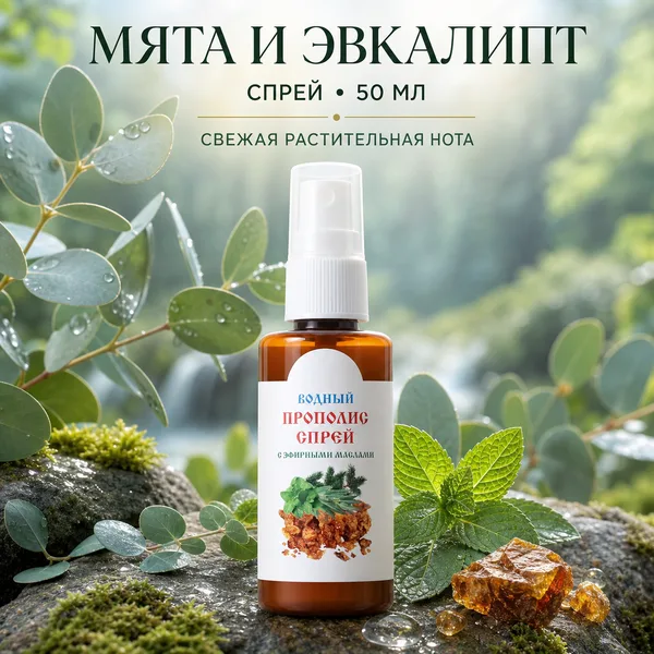 Экстракт прополиса водный Мелмур с эфирными маслами, спрей 50 мл