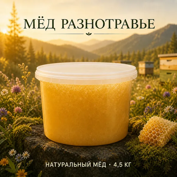 Мёд разнотравье натуральный, 4,5 кг