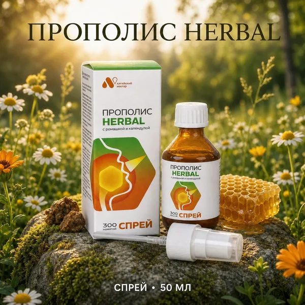Прополис-спрей HERBAL с ромашкой и календулой, 50 мл