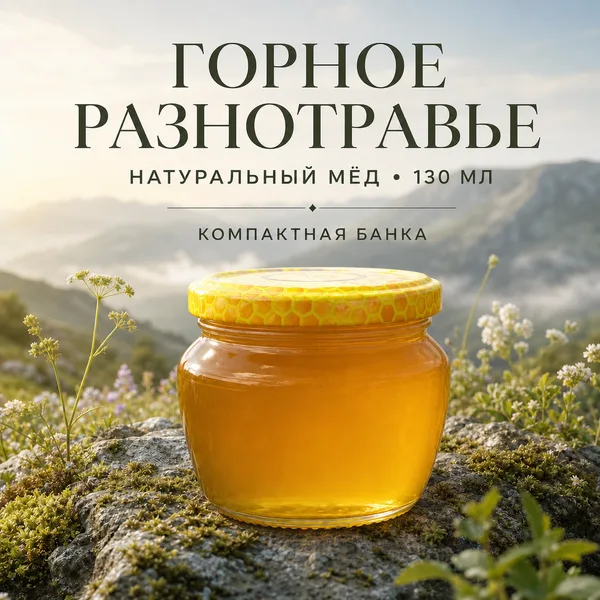 Мёд натуральный «Горное разнотравье», 130 мл