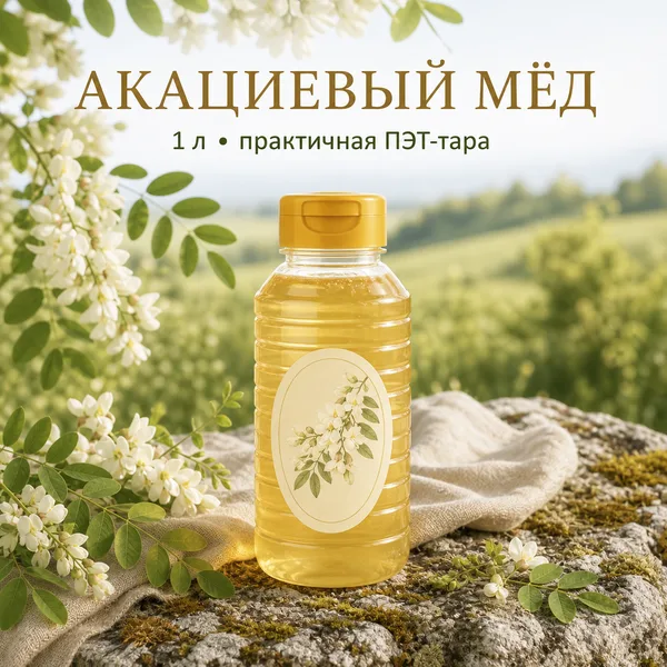 Мёд акациевый натуральный в ПЭТ, 1 л