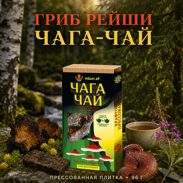 Чага-чай с грибом рейши ИВАН ДА, плитка 100 г