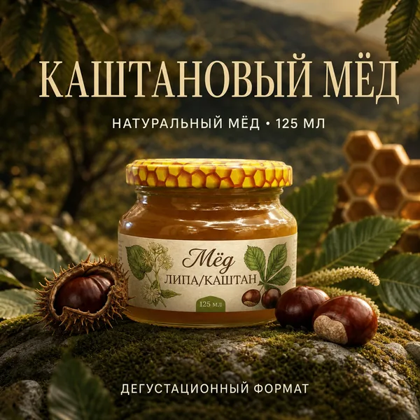 Мёд каштановый натуральный, 150 г