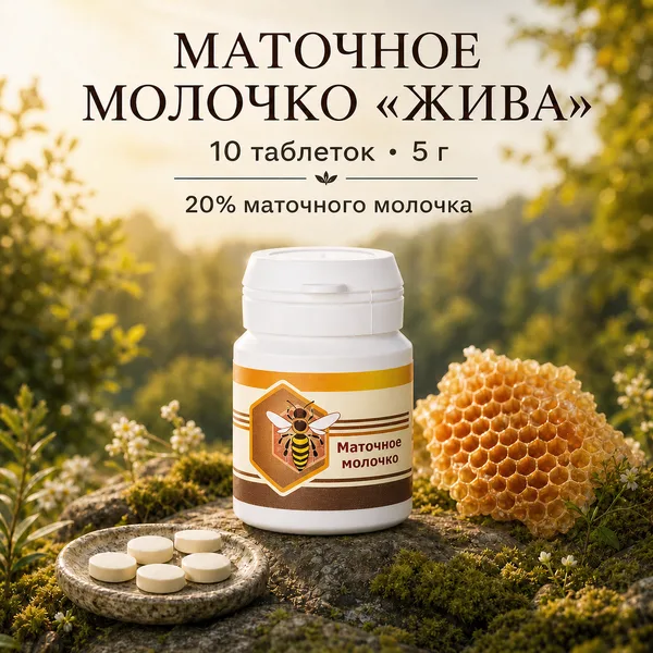 Маточное молочко «Жива» адсорбированное, 10 таблеток по 0,5 г