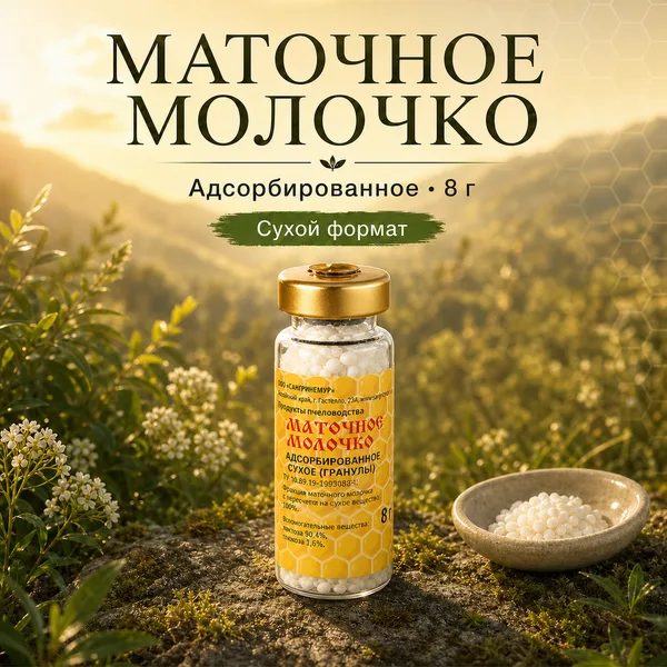 Маточное молочко пчелиное адсорбированное, 8 г