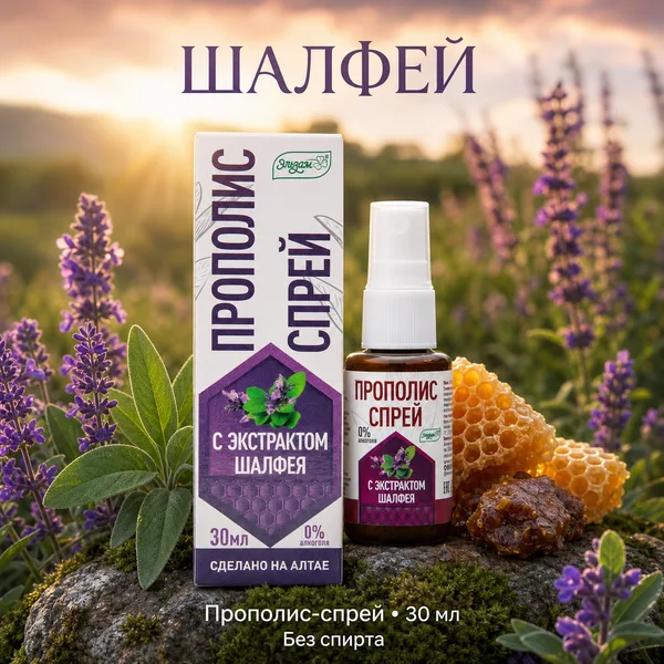 Прополис-спрей «Эльзам» с экстрактом шалфея, 30 мл