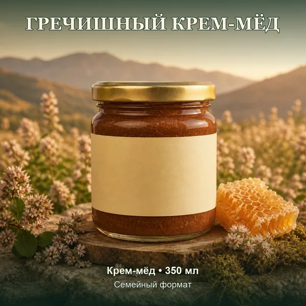 Натуральный гречишный крем-мёд, 440 г