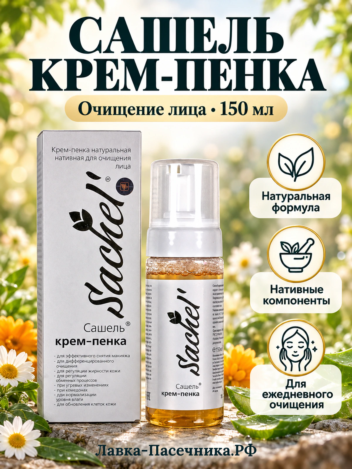 Натуральная крем-пенка Sachel для умывания с маточным молочком, 150 мл